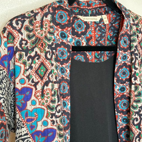 Soft Surroundings Quilted Topper Jacket Size XSP Petite‎ Multicolor Boho Artsy - Picture 3 of 8